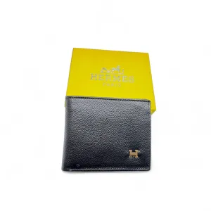 🧡 Hermès Black Leather Wallet – Men’s Luxury Bifold with Gold 'H' Logo 🧡