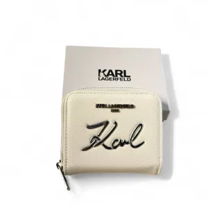🤍 Karl Lagerfeld Paris White Zip Wallet – Luxury Women's Compact Wallet 🤍