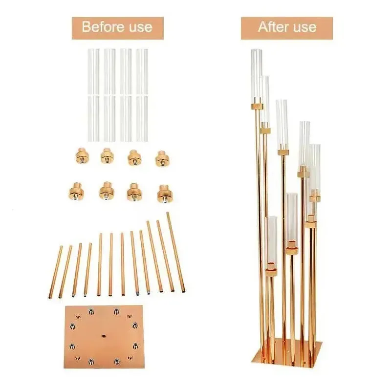 10pcs 8 Heads Metal Candelabra Candle Holders