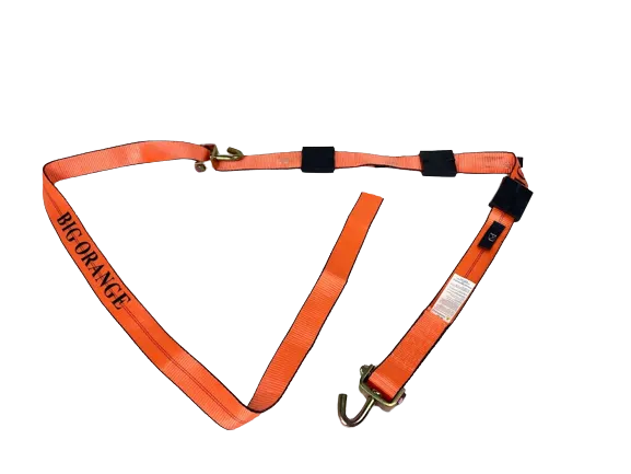 12FT Big Orange Wheel Strap with 3 Rubber Tread Grabs (Swivel J)