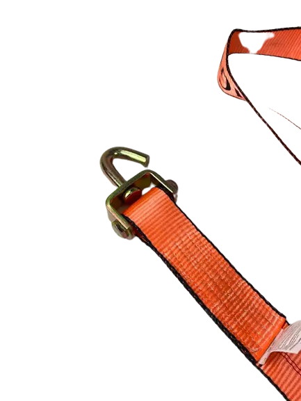 12FT Big Orange Wheel Strap with 3 Rubber Tread Grabs (Swivel J)