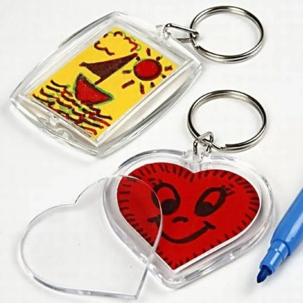 25 x Transparent Round Shaped Acrylic Photo Key Rings Decorate Personalise 40cm