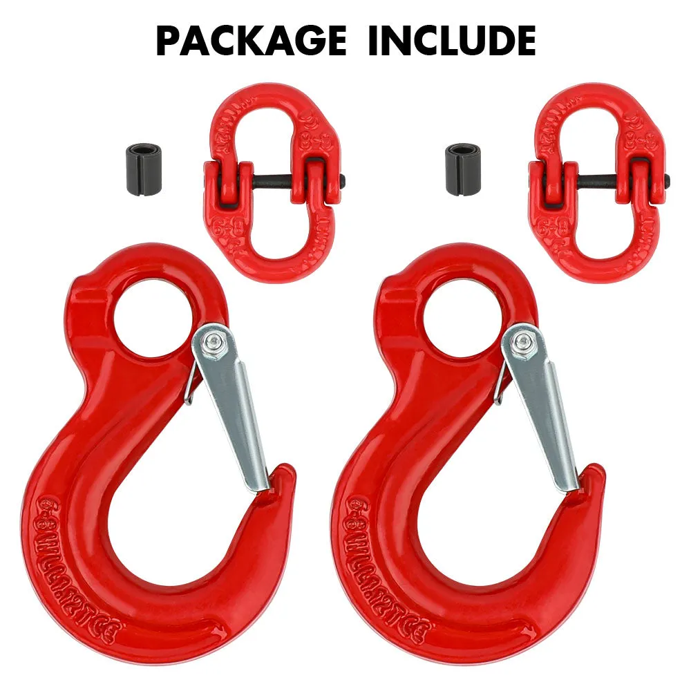 2X 6mm Hammerlock  Eye Sling Hook Safety Chain Caravan Trailer connecting Extend