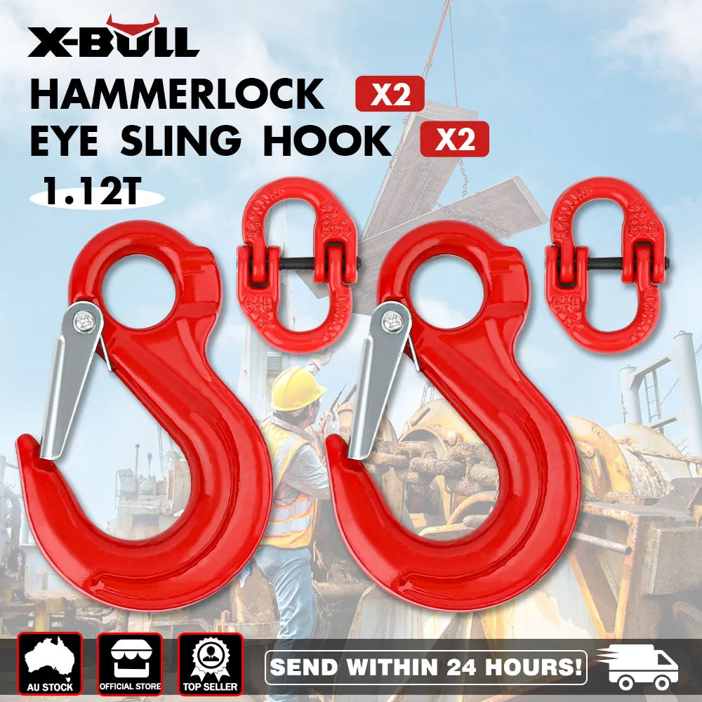 2X 6mm Hammerlock  Eye Sling Hook Safety Chain Caravan Trailer connecting Extend
