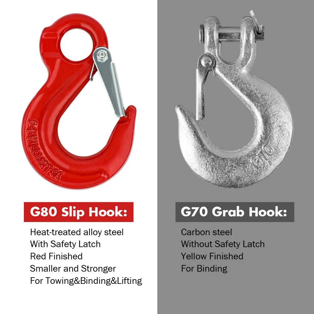 2X 6mm Hammerlock  Eye Sling Hook Safety Chain Caravan Trailer connecting Extend