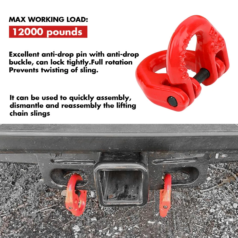 2X 6mm Hammerlock  Eye Sling Hook Safety Chain Caravan Trailer connecting Extend