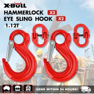 2X 6mm Hammerlock  Eye Sling Hook Safety Chain Caravan Trailer connecting Extend