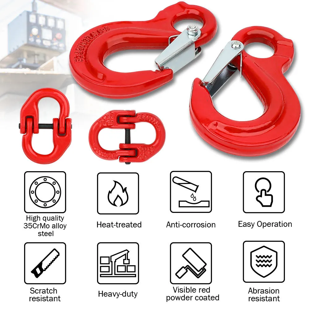 2X 6mm Hammerlock  Eye Sling Hook Safety Chain Caravan Trailer connecting Extend
