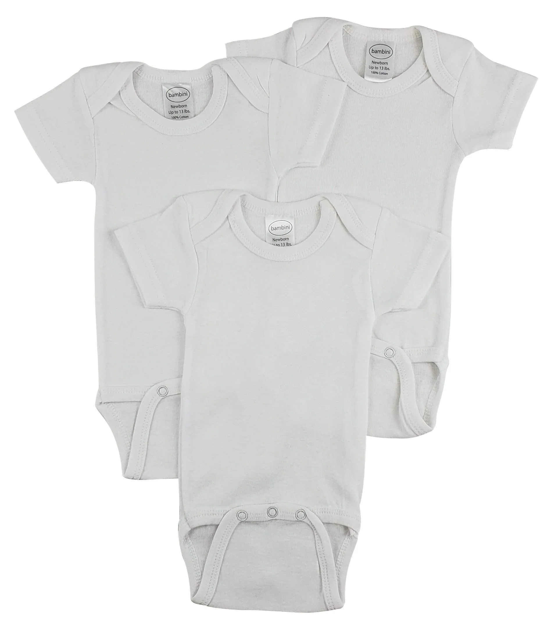 3 Pack Neutral Rib Knit Short Sleeve Onesie(NB,S,M,L)
