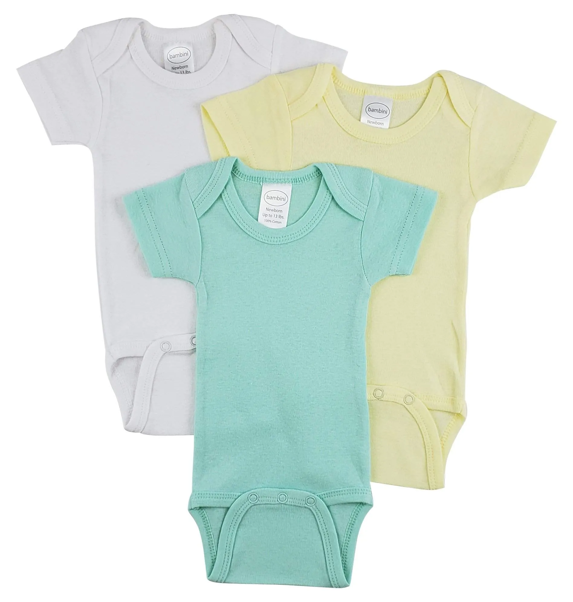 3 Pack Neutral Rib Knit Short Sleeve Onesie(NB,S,M,L)