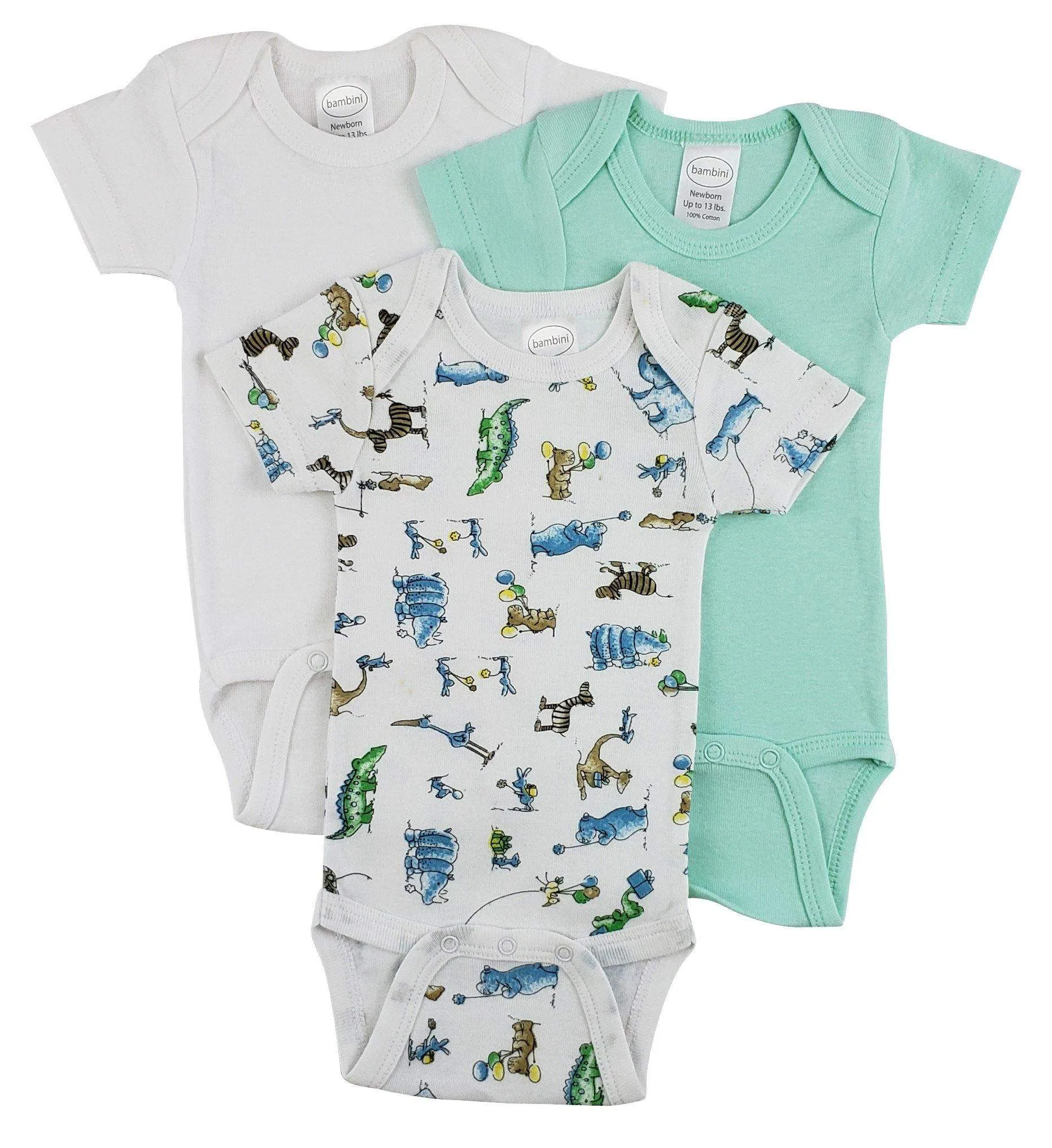 3 Pack Neutral Rib Knit Short Sleeve Onesie(NB,S,M,L)
