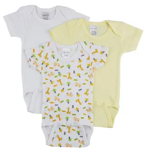 3 Pack Neutral Rib Knit Short Sleeve Onesie(NB,S,M,L)