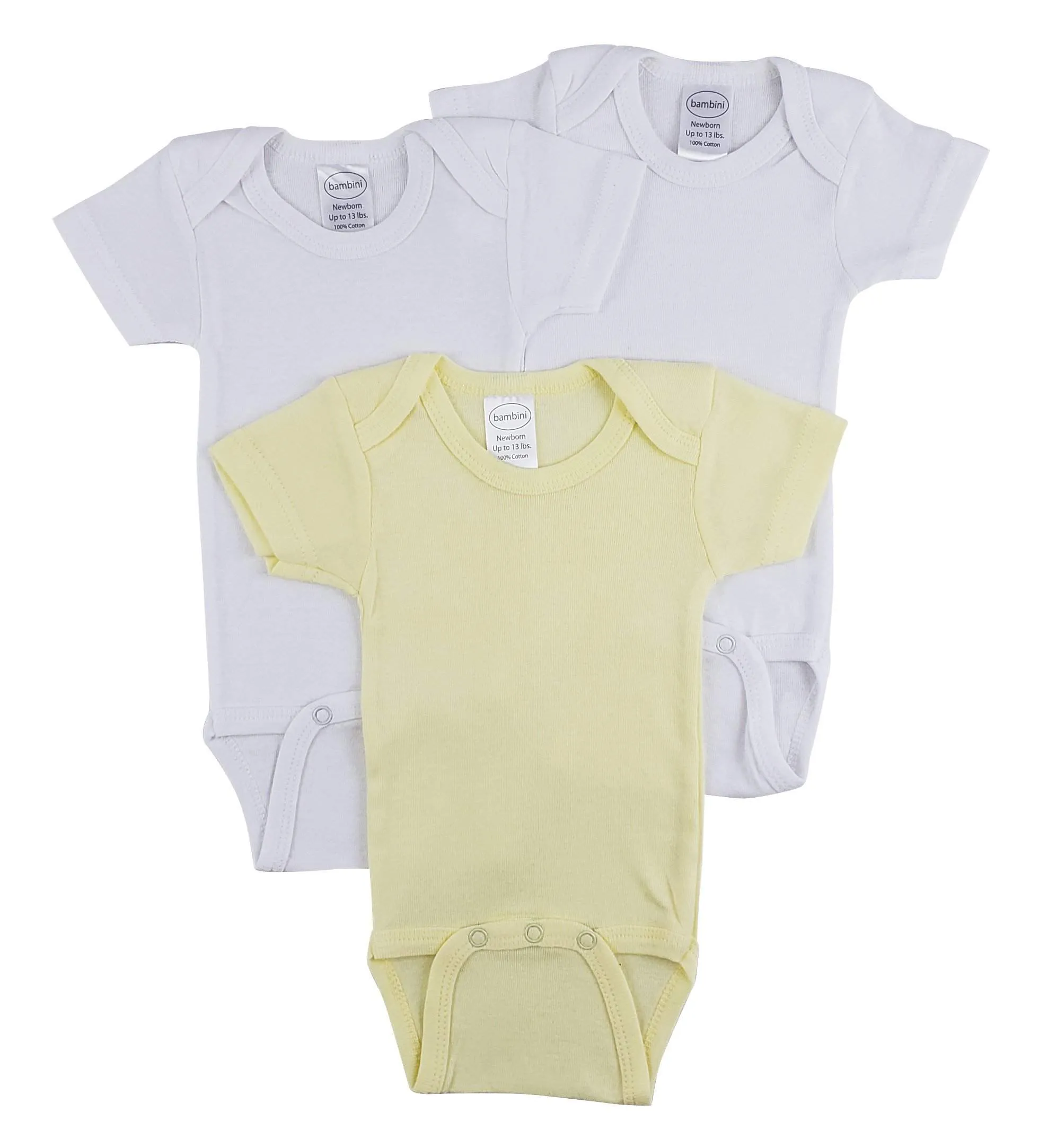 3 Pack Neutral Rib Knit Short Sleeve Onesie(NB,S,M,L)