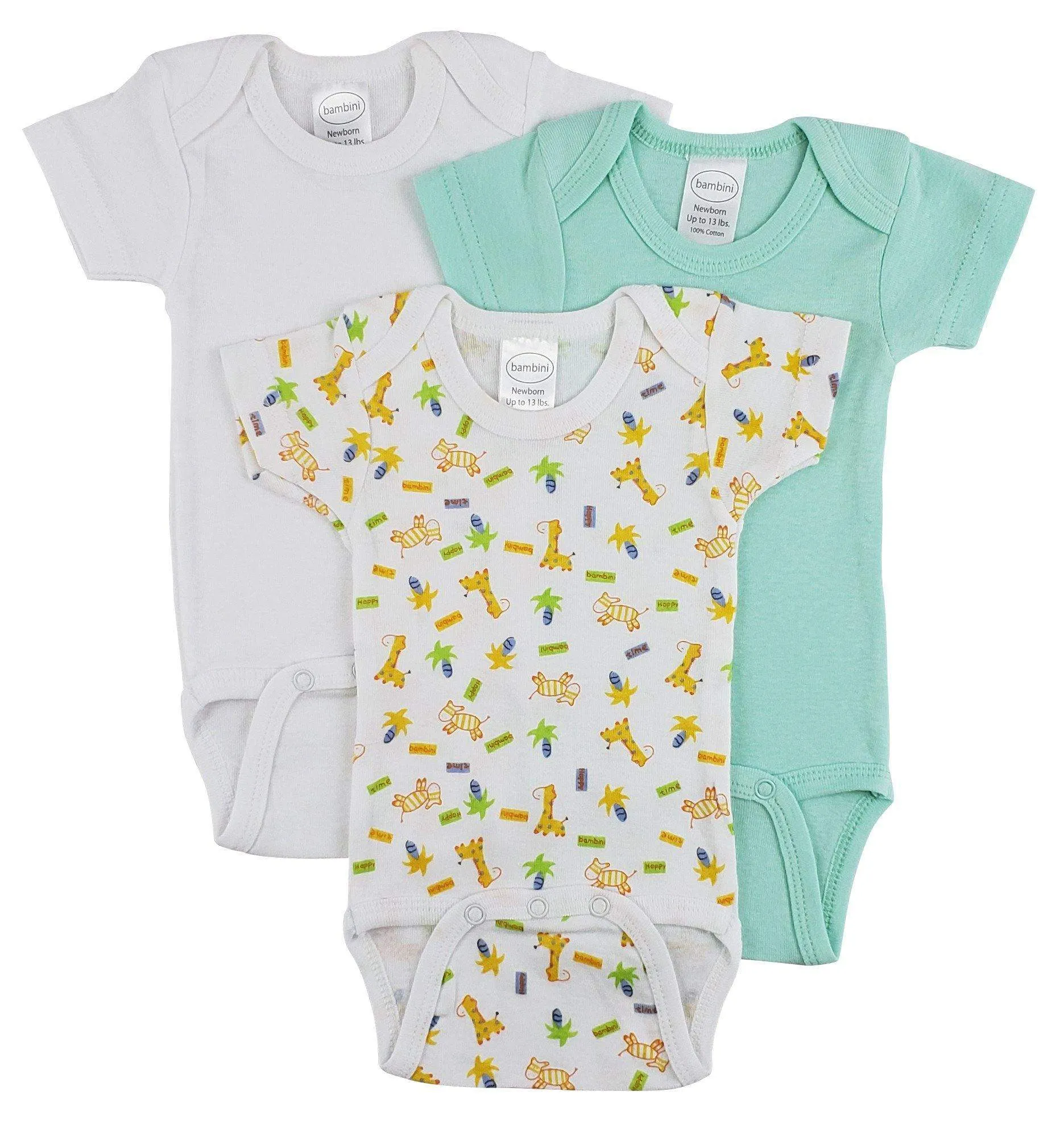 3 Pack Neutral Rib Knit Short Sleeve Onesie(NB,S,M,L)