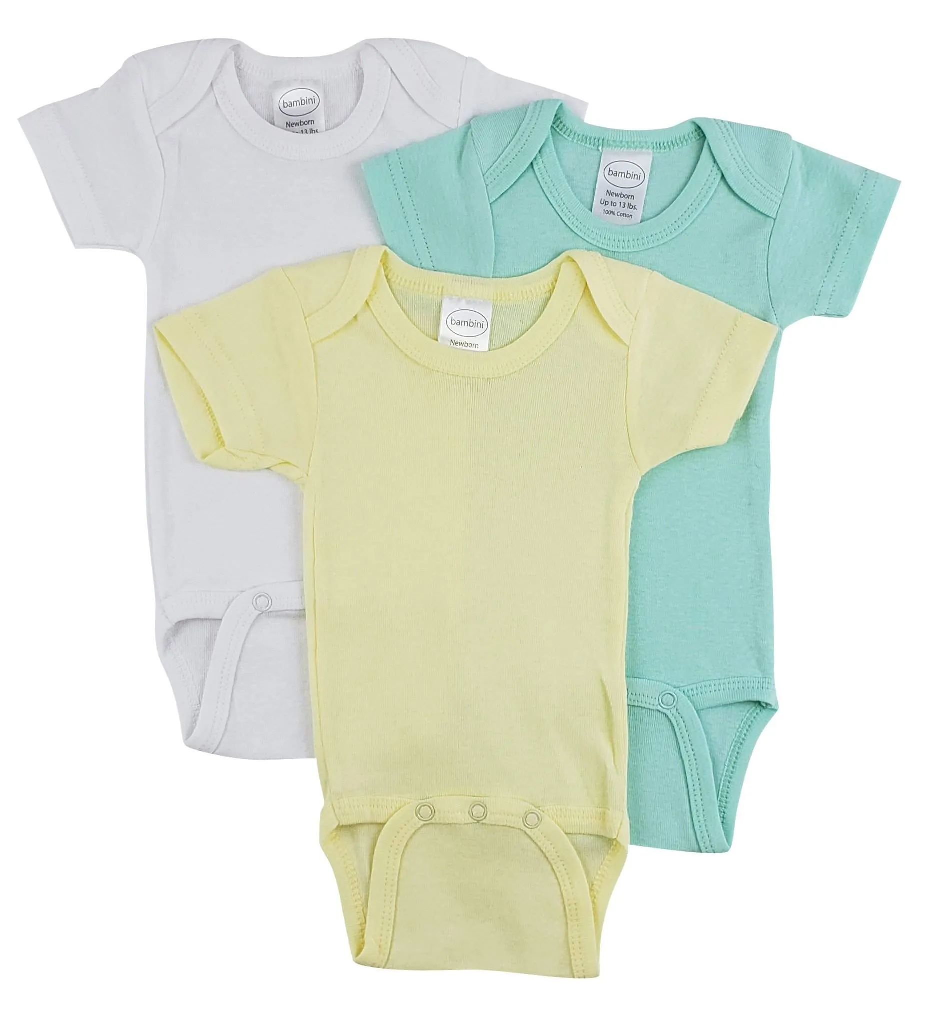3 Pack Neutral Rib Knit Short Sleeve Onesie(NB,S,M,L)