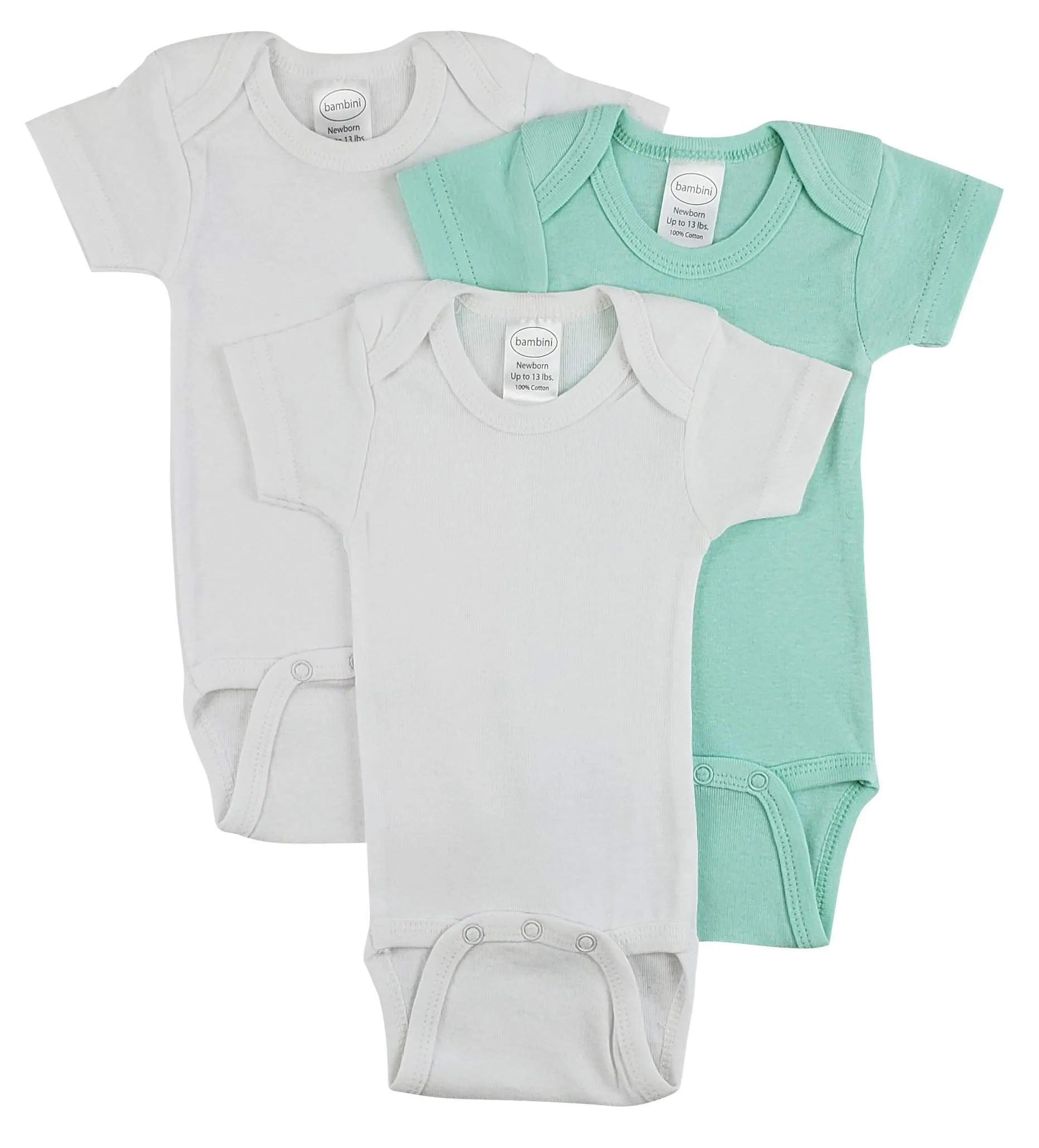 3 Pack Neutral Rib Knit Short Sleeve Onesie(NB,S,M,L)