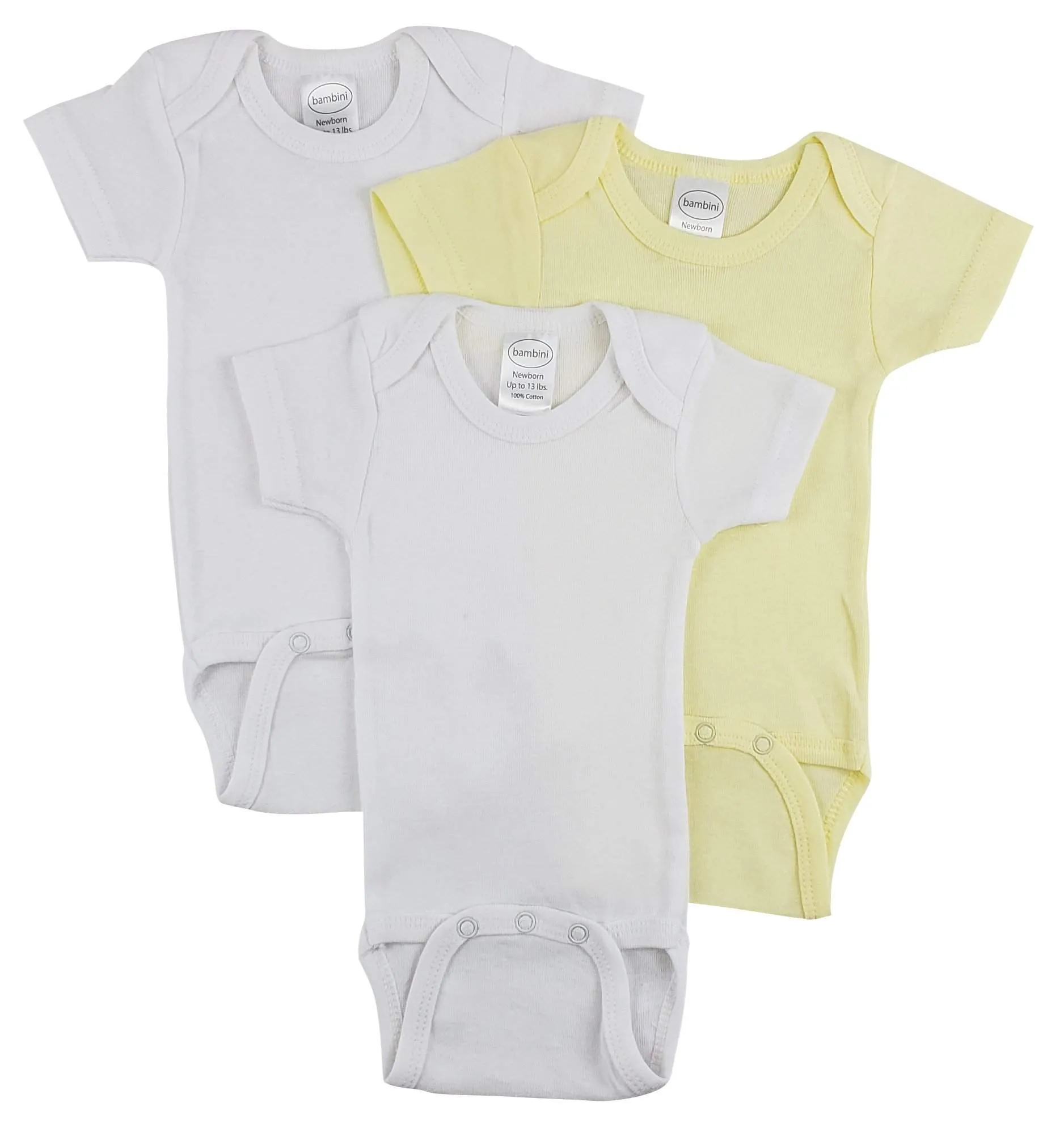 3 Pack Neutral Rib Knit Short Sleeve Onesie(NB,S,M,L)
