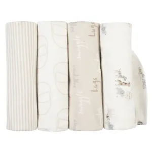 4-Pack Neutral Safari Flannel Receiving Blankets