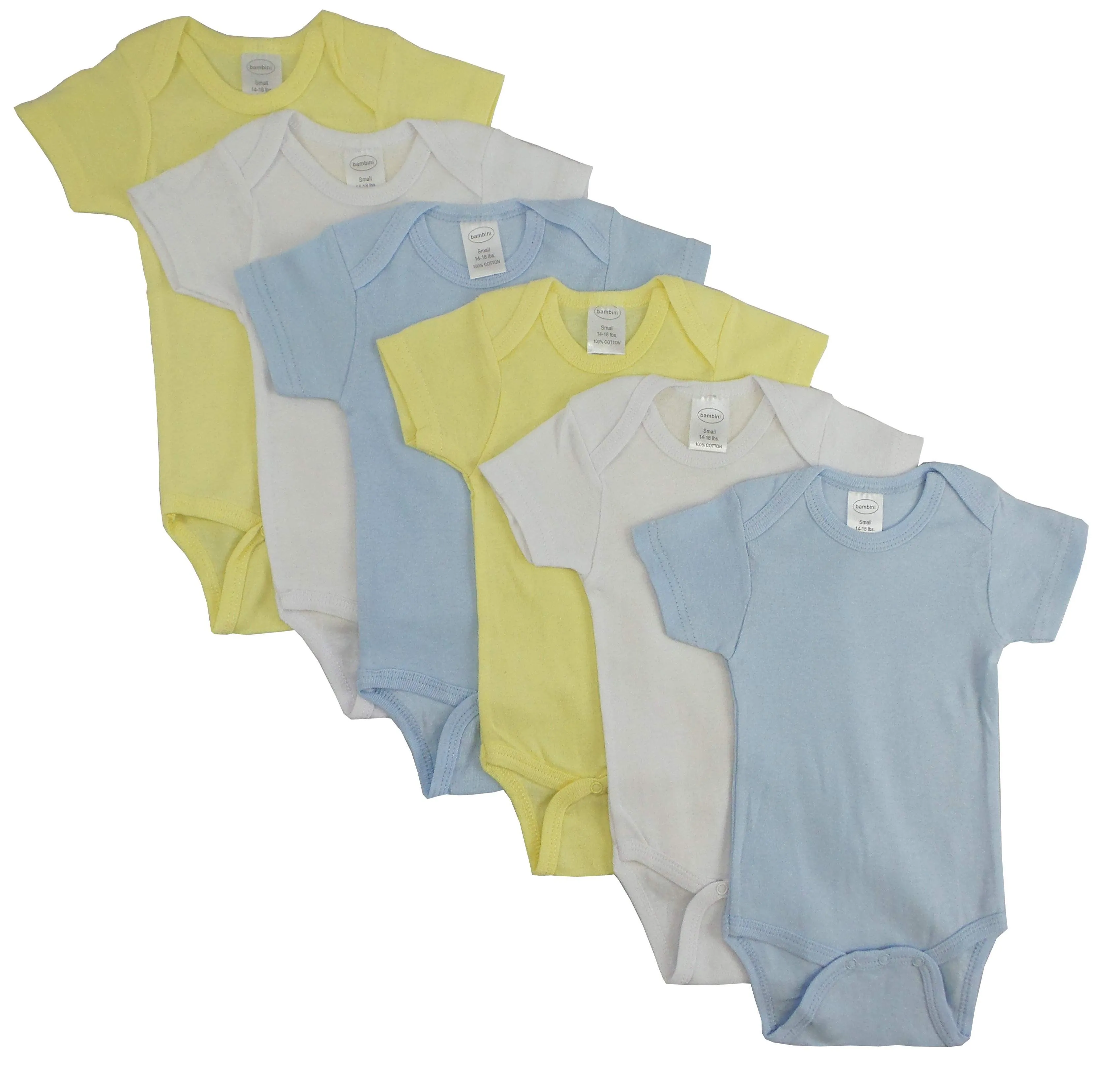 6 Pack Boy's Rib Knit Short Sleeve Onesie (NB,S,M,L)