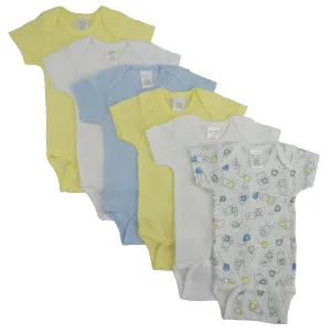 6 Pack Boy's Rib Knit Short Sleeve Onesie (NB,S,M,L)