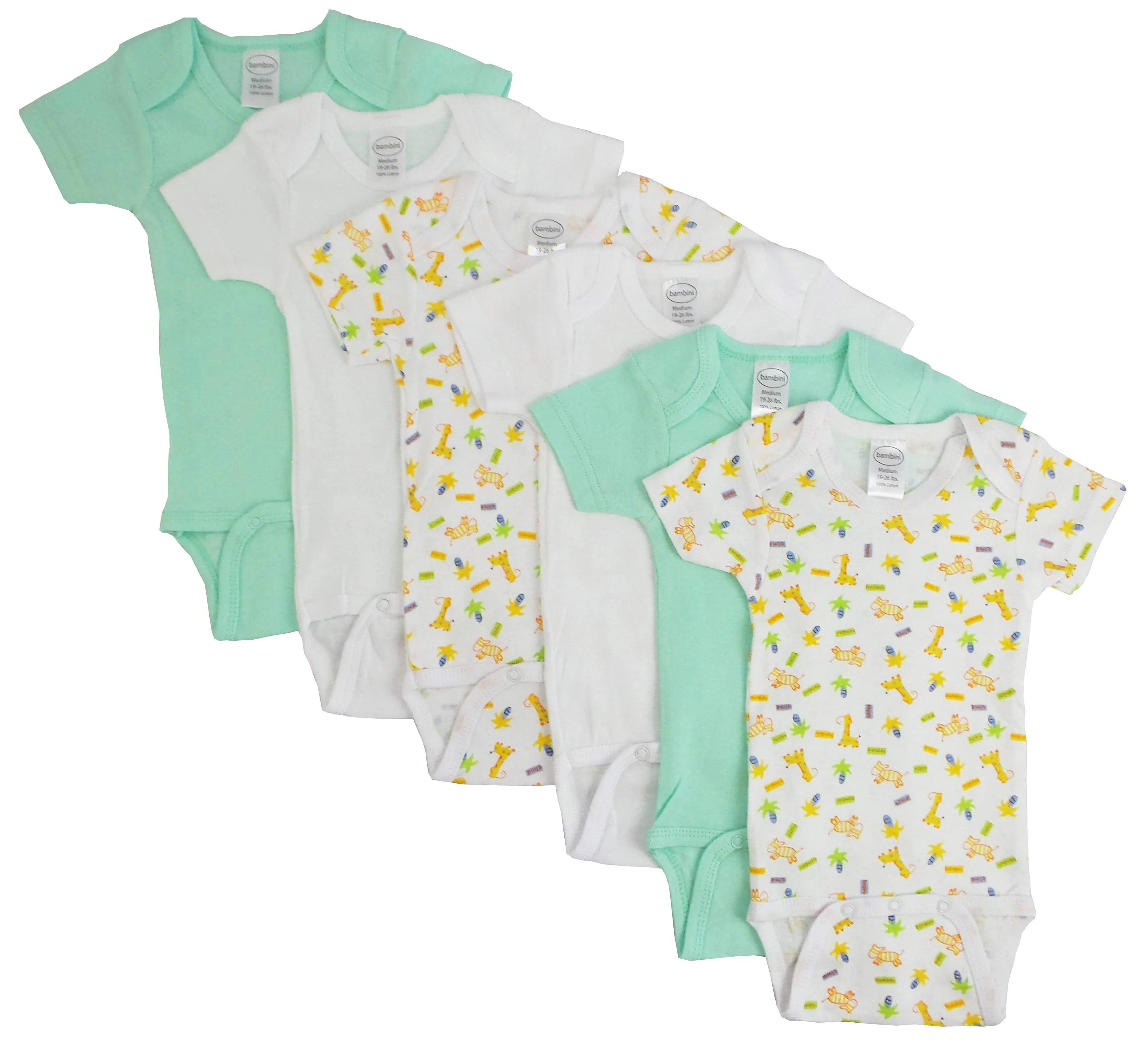 6 Pack Boy's Rib Knit Short Sleeve Onesie (NB,S,M,L)