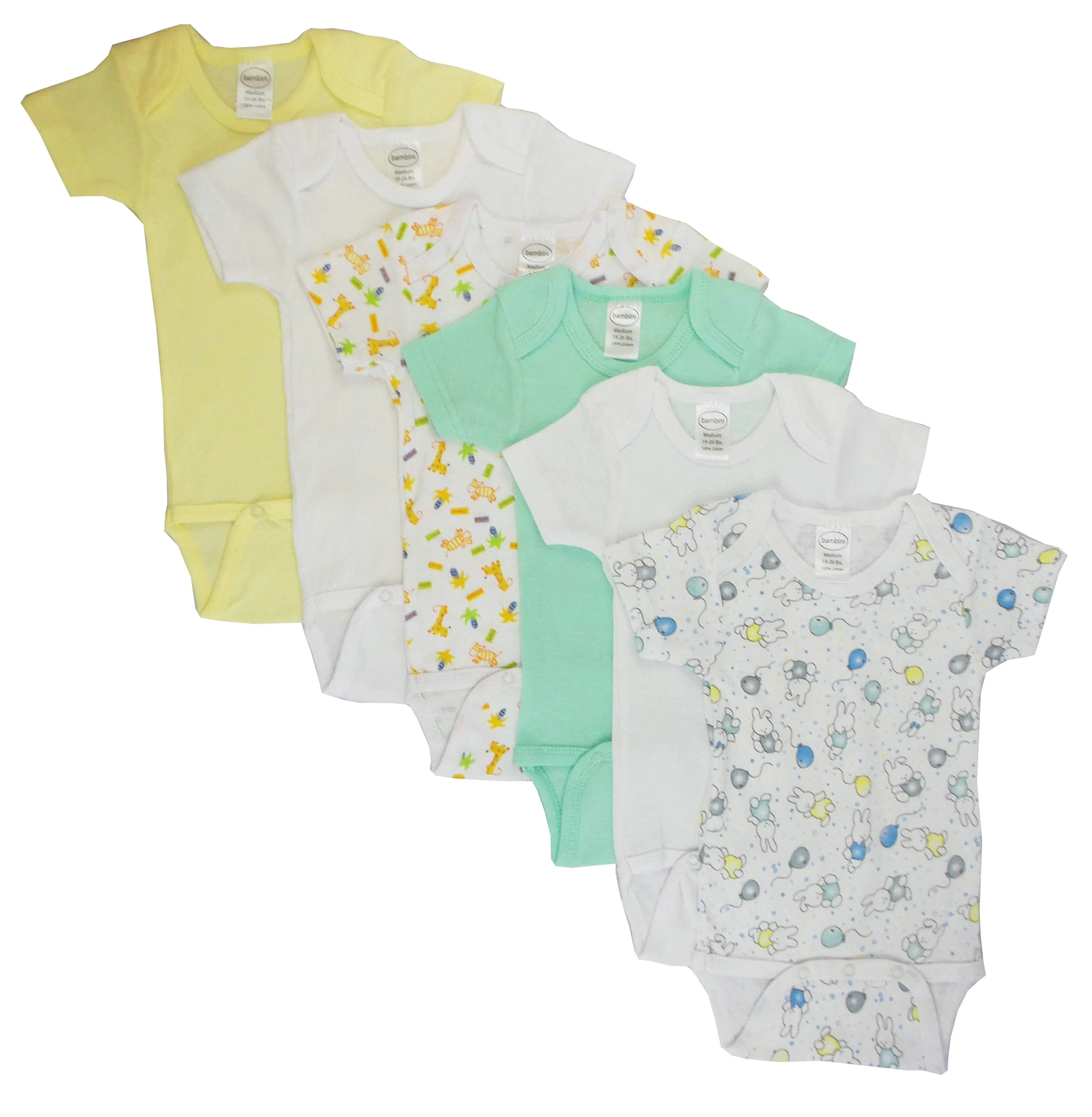 6 Pack Boy's Rib Knit Short Sleeve Onesie (NB,S,M,L)