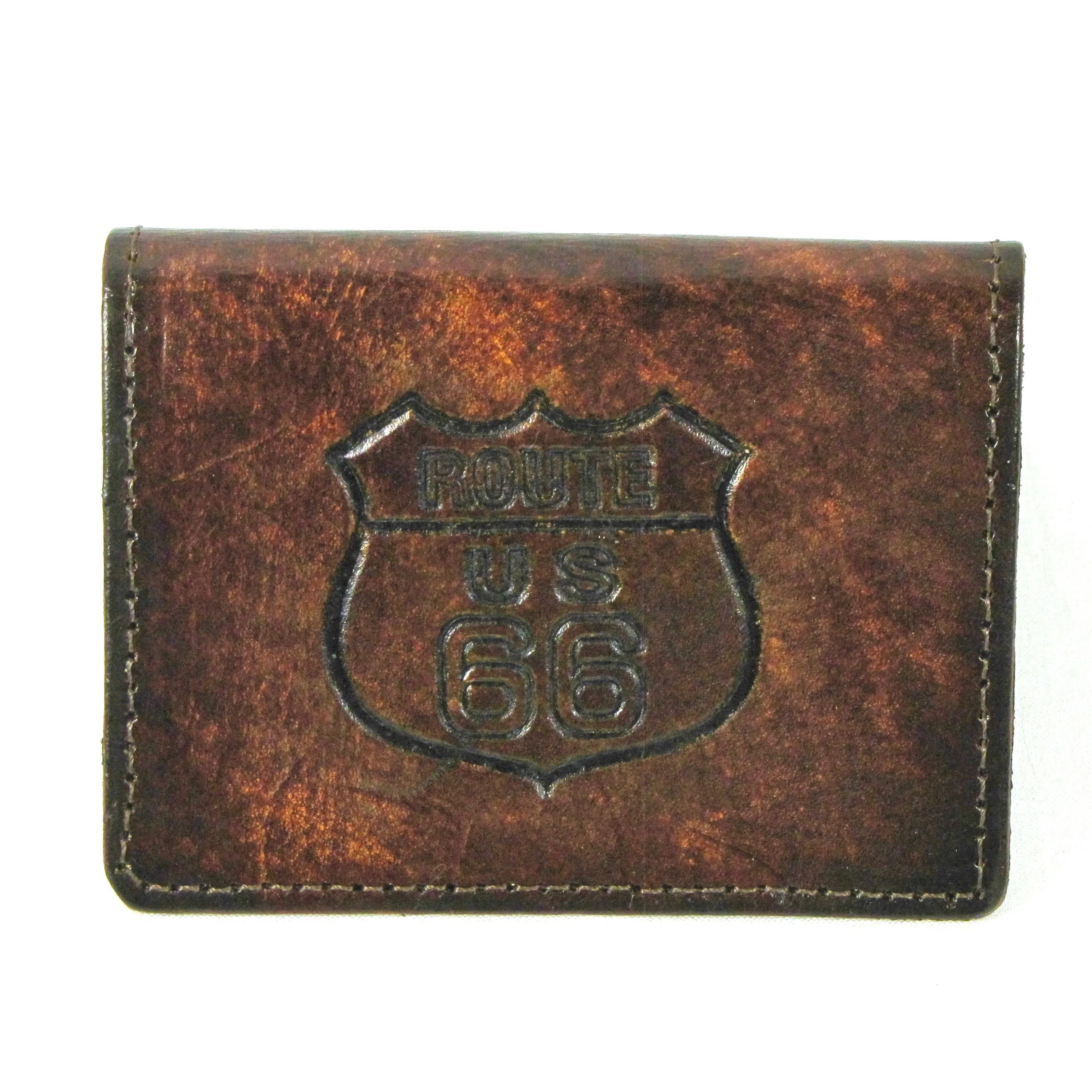 AC303-66  Antique Finish Card Case- Route 66