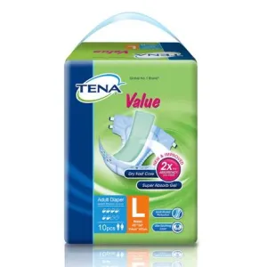 Adult Diapers (Tena Value), Large- 10 Pc/bag