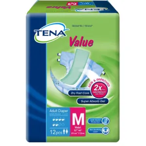 Adult Diapers (Tena Value), Medium - 12 Pc/bag