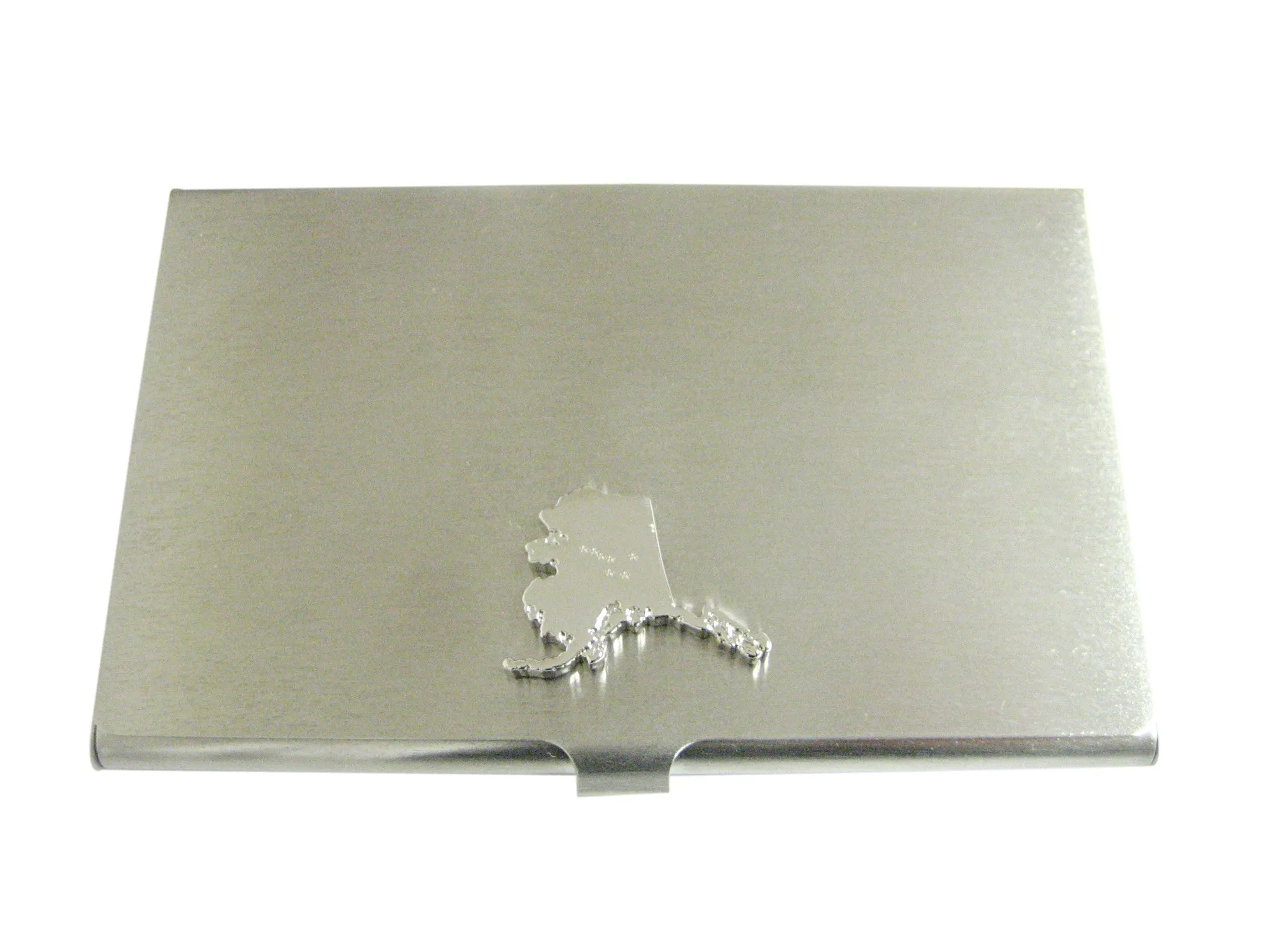 Alaska State Map Shape and Flag Design Business Card Holder