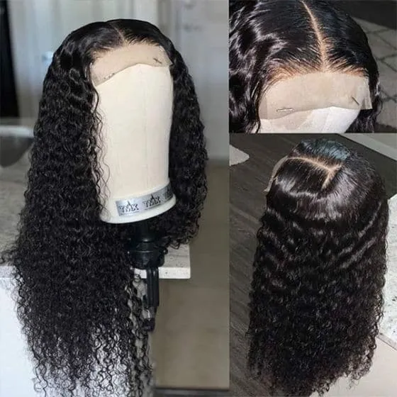Alipop Deep Curly Wig 4x4 Lace Closure Wigs Brazilian Curly Wig Human Hair Pre Plucked with Natural Color
