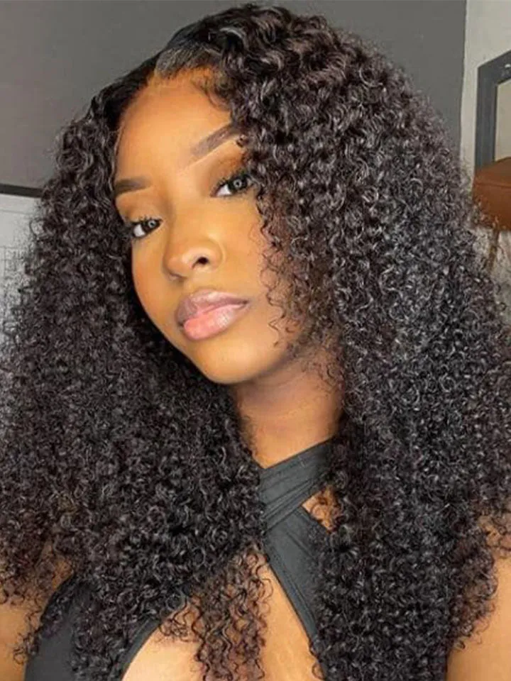 Alipop Deep Curly Wig 4x4 Lace Closure Wigs Brazilian Curly Wig Human Hair Pre Plucked with Natural Color