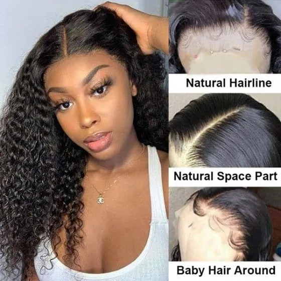Alipop Deep Curly Wig 4x4 Lace Closure Wigs Brazilian Curly Wig Human Hair Pre Plucked with Natural Color