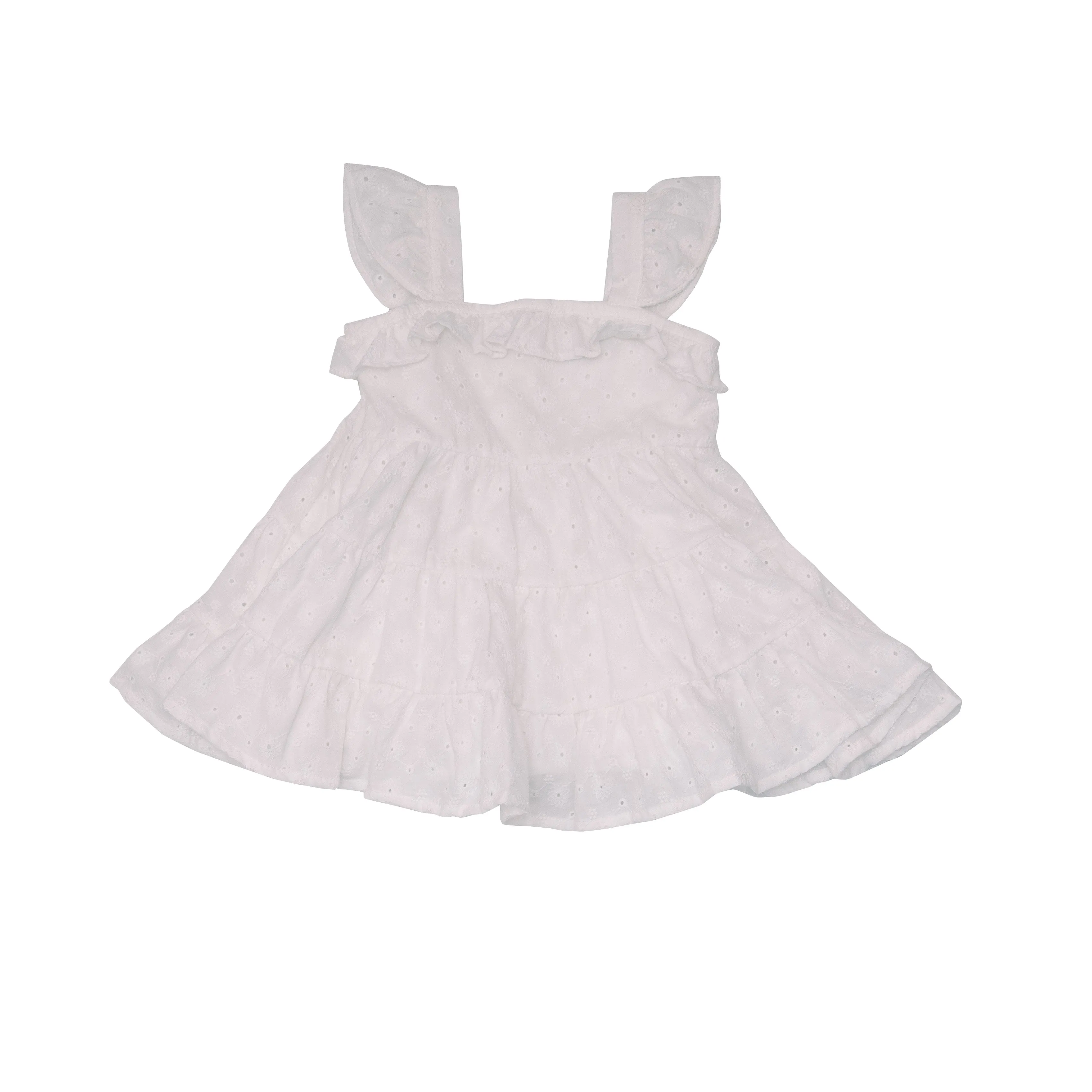 Angel Dear Eyelet White 3 Tiered Ruffle Sundress