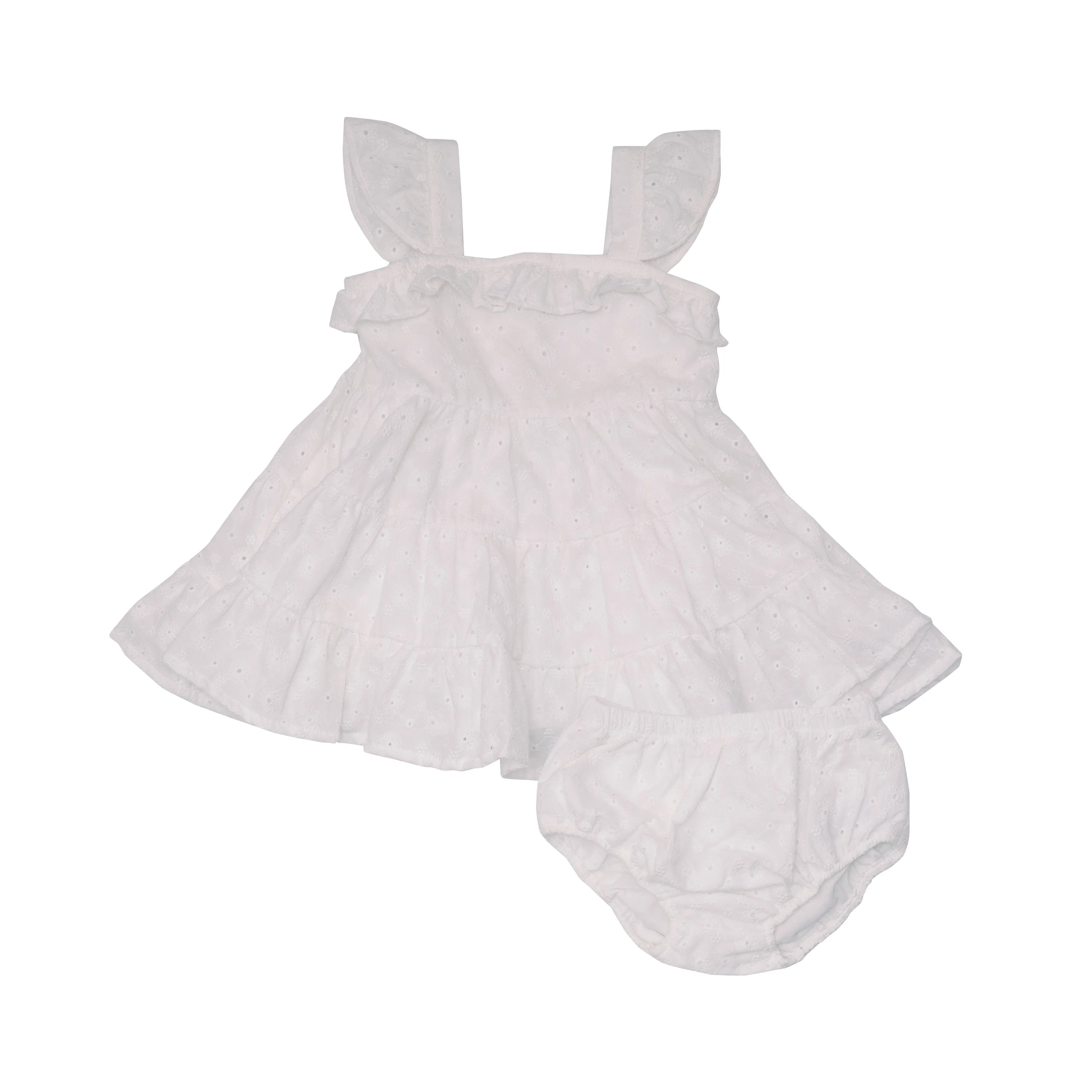Angel Dear Eyelet White 3 Tiered Ruffle Sundress