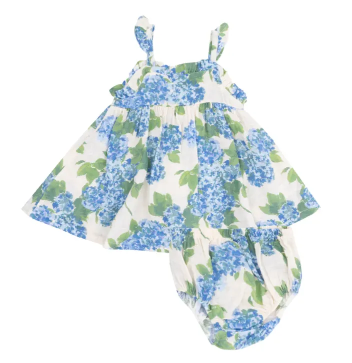 Angel Dear Paperbag Ruffle Sundress- Watercolor Hydrangeas