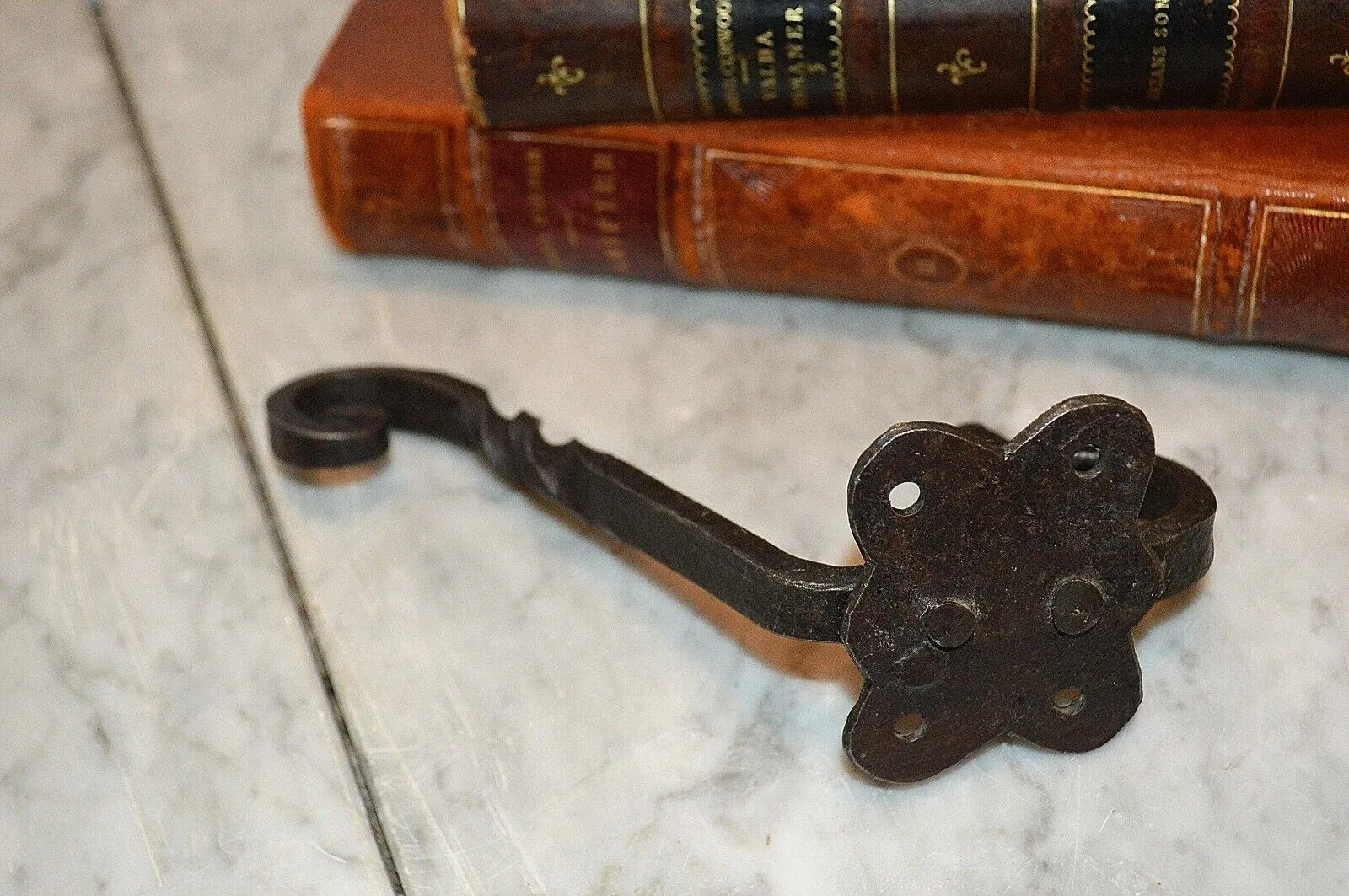 Antique French Hook Forged Cast Iron Twist Coat Hat Bags