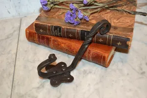 Antique French Hook Forged Cast Iron Twist Coat Hat Bags