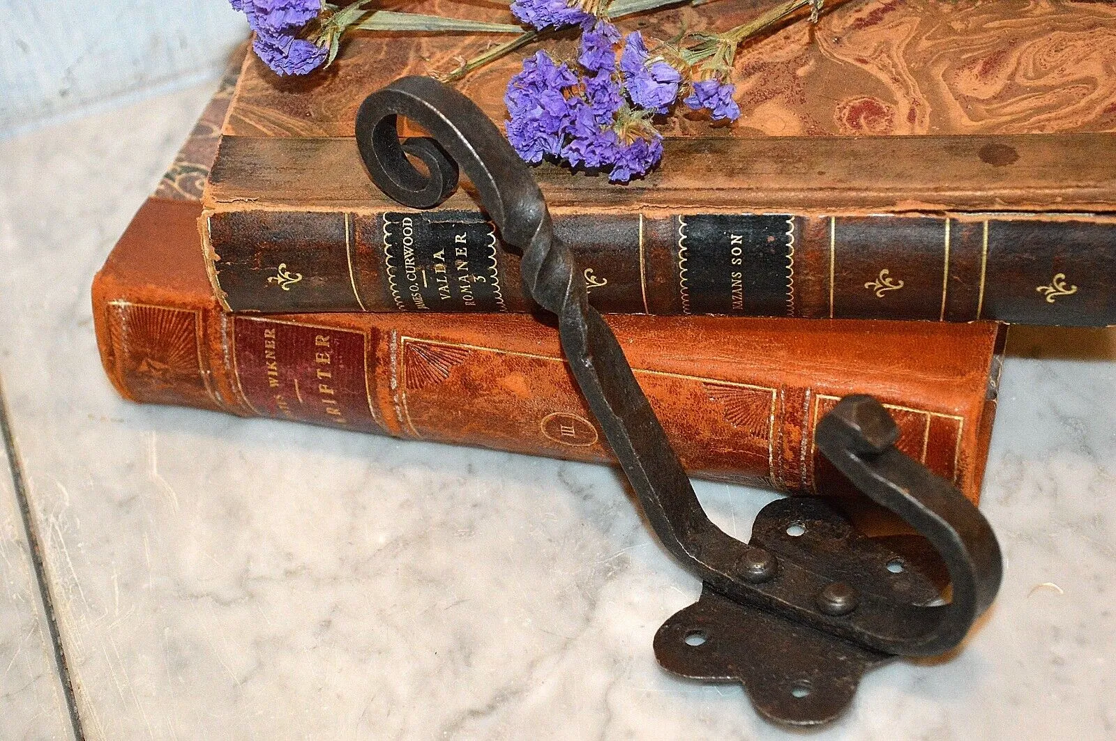 Antique French Hook Forged Cast Iron Twist Coat Hat Bags