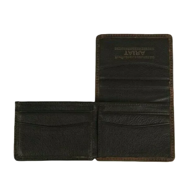 Ariat Rowdy Brown Bi-fold Wallet w/ Flip & Small Shield Logo A35120282