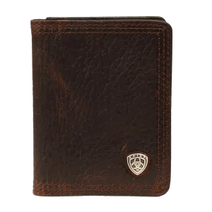 Ariat Rowdy Brown Bi-fold Wallet w/ Flip & Small Shield Logo A35120282