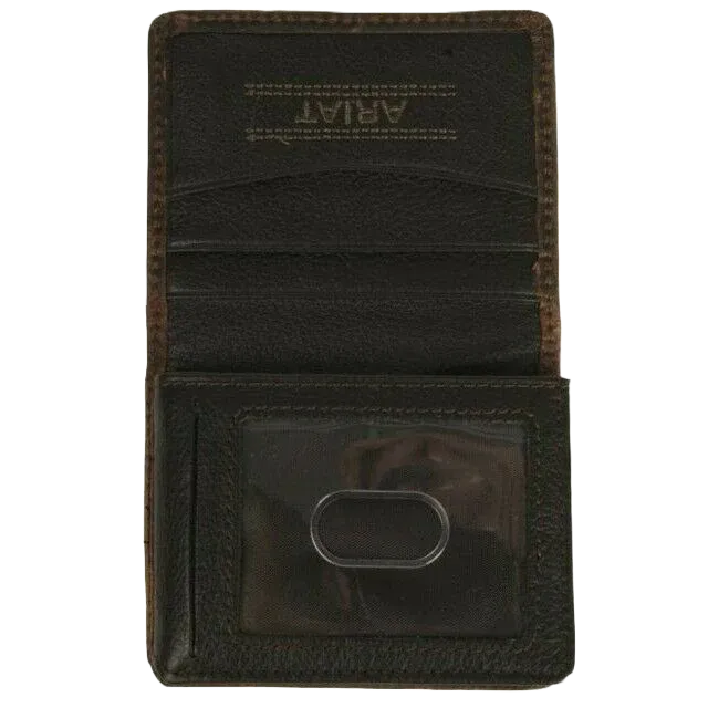 Ariat Rowdy Brown Bi-fold Wallet w/ Flip & Small Shield Logo A35120282