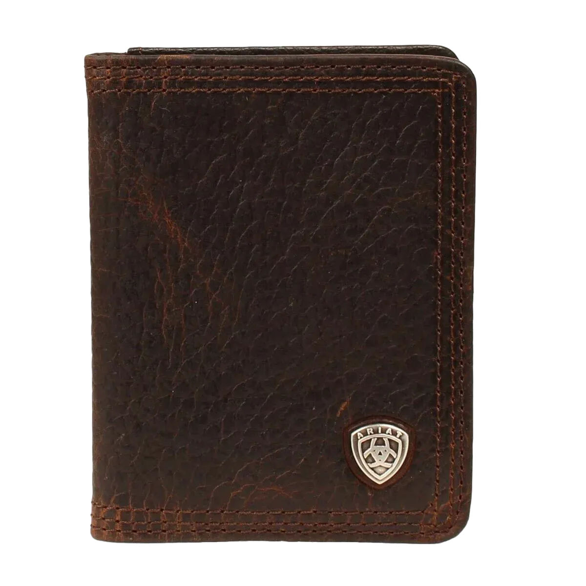Ariat Rowdy Brown Bi-fold Wallet w/ Flip & Small Shield Logo A35120282