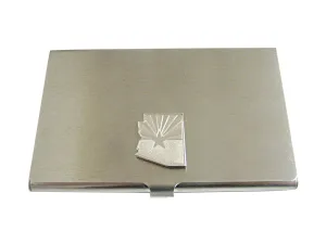 Arizona State Map Shape and Flag Design Business Card Holder