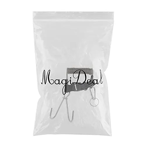 ATORSE Scuba Diving Stainless Steel Dual Reef Hooks Spiral Coiled Lanyard Black