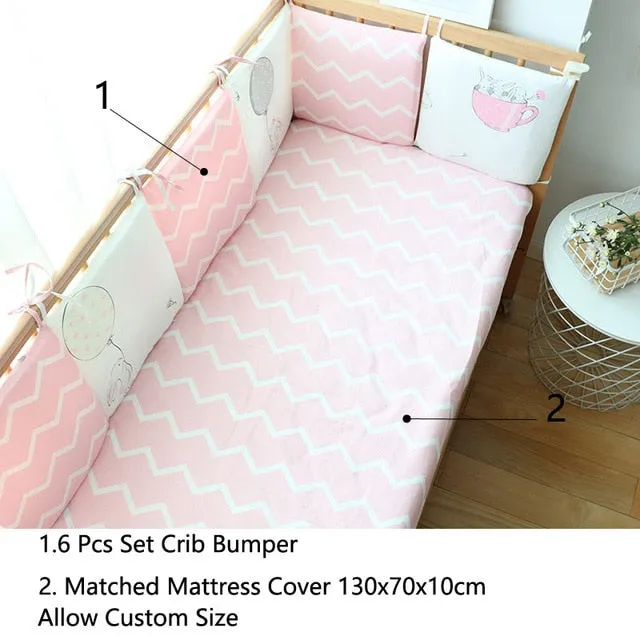 Baby Bed Bumper For Newborns Baby Room Decoration Thick Soft Crib Protector For Kids Cot Cushion With Cotton Cover Detachable
