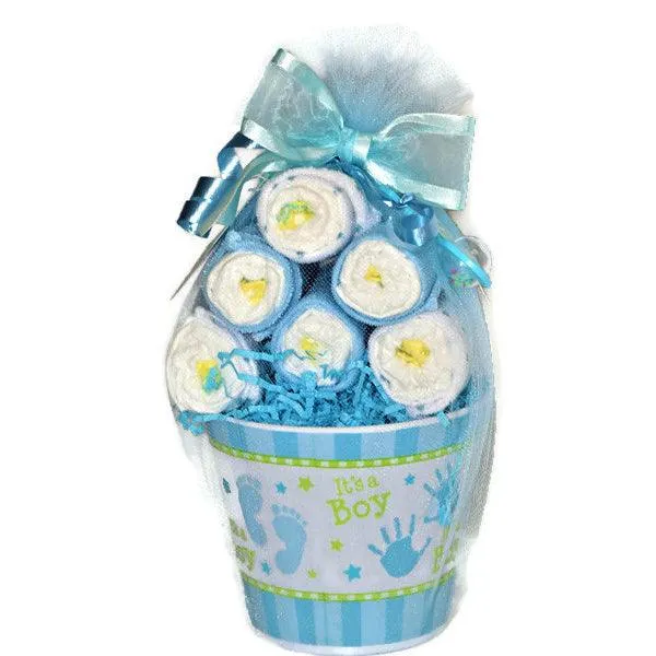 Baby Boy Diaper Pail in Gift Wrap