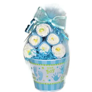 Baby Boy Diaper Pail in Gift Wrap