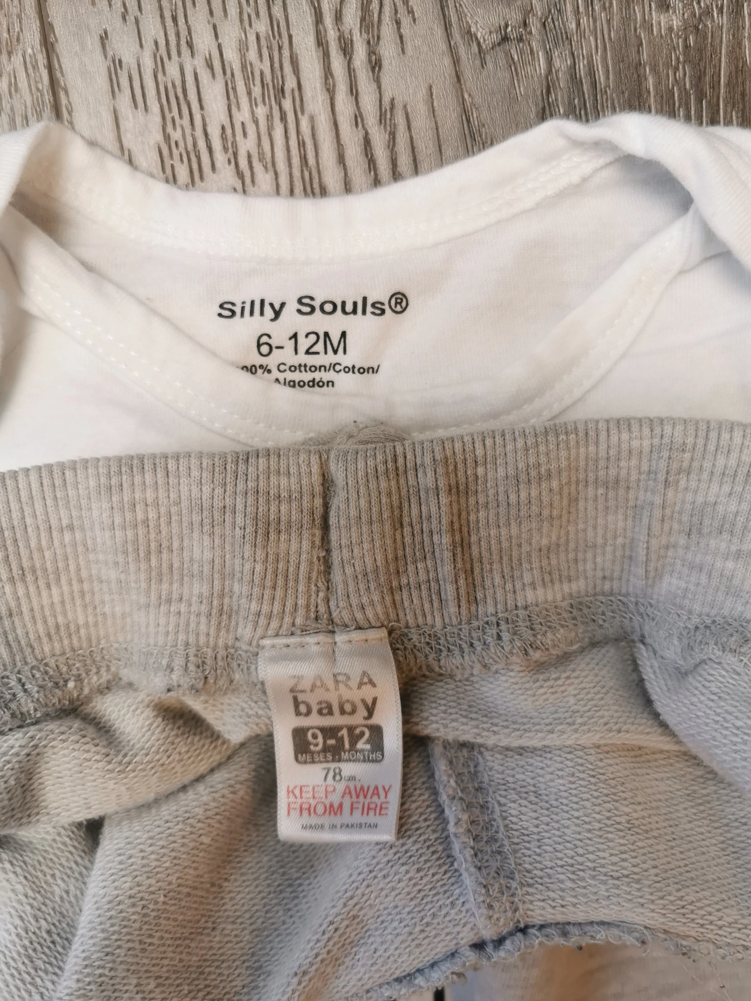 BABY BOY SIZE 6/12 MONTHS - ZARA / SILLY SOULS, 2 Piece Mix N Match Outfit EUC B18