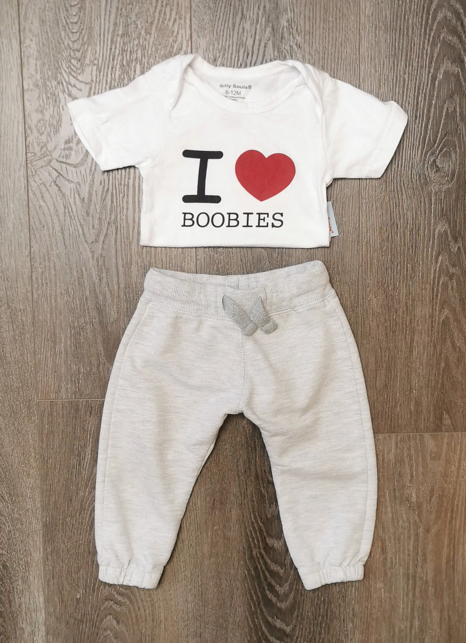 BABY BOY SIZE 6/12 MONTHS - ZARA / SILLY SOULS, 2 Piece Mix N Match Outfit EUC B18